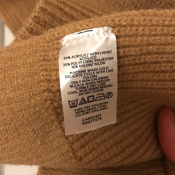 Camel ribbed Ann Taylor sweater turtleneck poncho - Picture 6 of 12